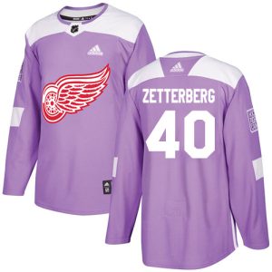 NHL Detroit Red Wings Trikot #40 Henrik Zetterberg Authentic Violett Fights Cancer Practice